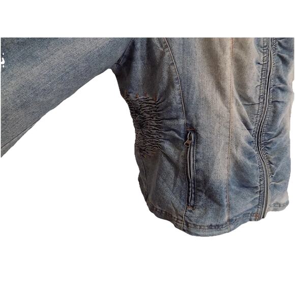 Vintage Bongo Plus denim jacket jean jacket Y2K zip front size 2X - Picture 8 of 11